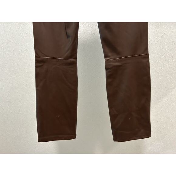 TINSELTOWN Juniors Brown Faux Leather Straight-Leg Pants - Size 3 "The Mom Jean" - Picture 7 of 10